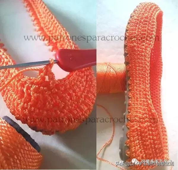 旧鞋底改造钩针鞋教程,手工钩鞋教程春夏季椰子鞋