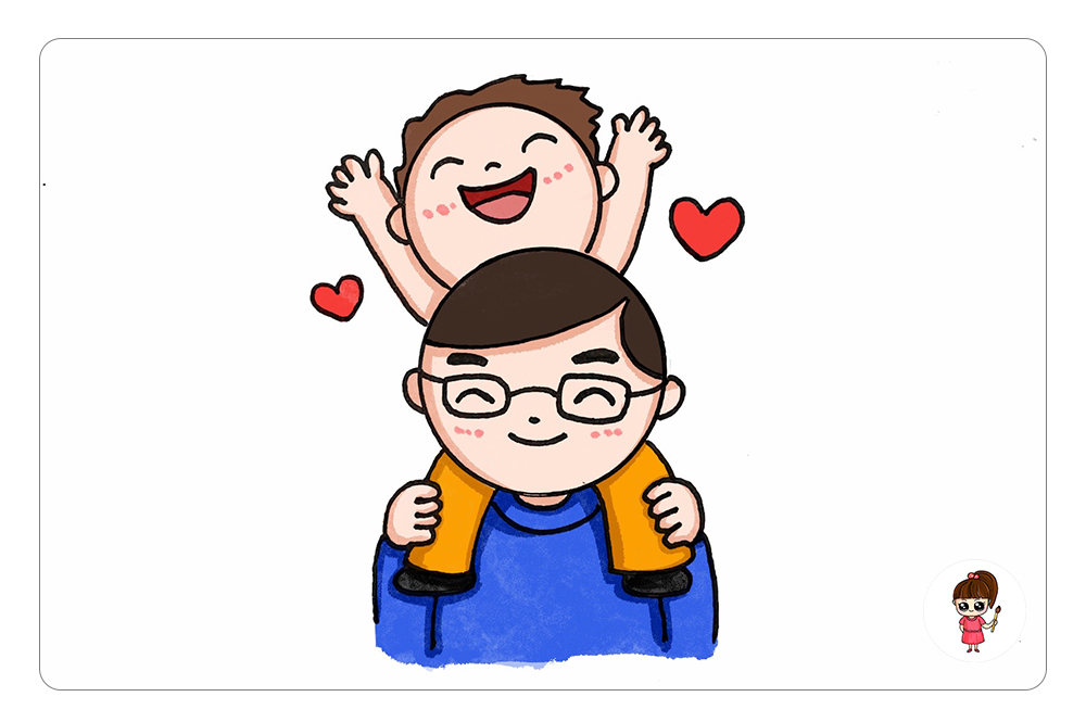 父亲节快乐的手抄报简笔画,孙子祝爷爷父亲节快乐的简笔画