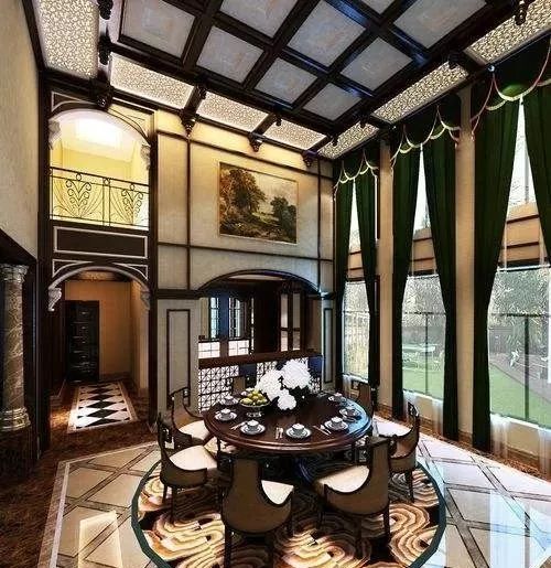 别墅客厅窗帘最新款式效果图,2020别墅窗帘