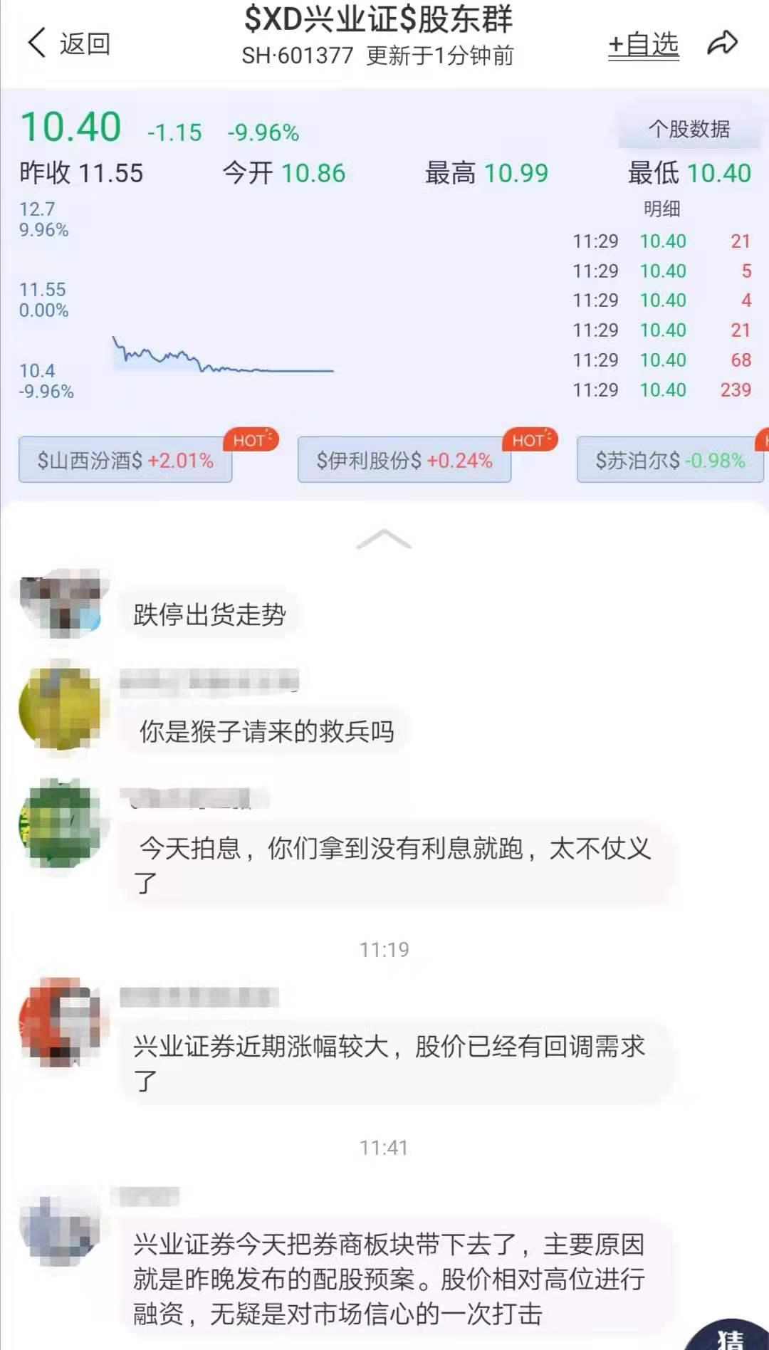 兴业证券跌停,兴业证券股票最新消息