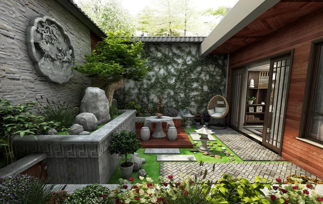 日式庭院景观设计3d图,日系庭院设计建模