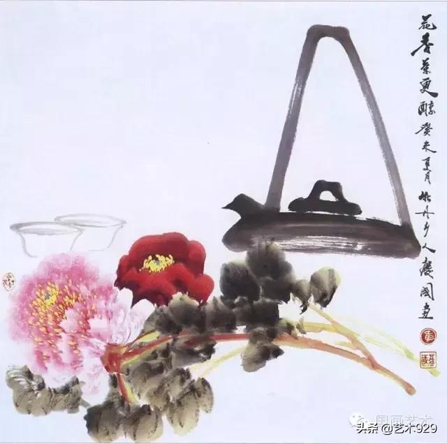 写意牡丹花篮画集锦,画写意牡丹叶子诀窍