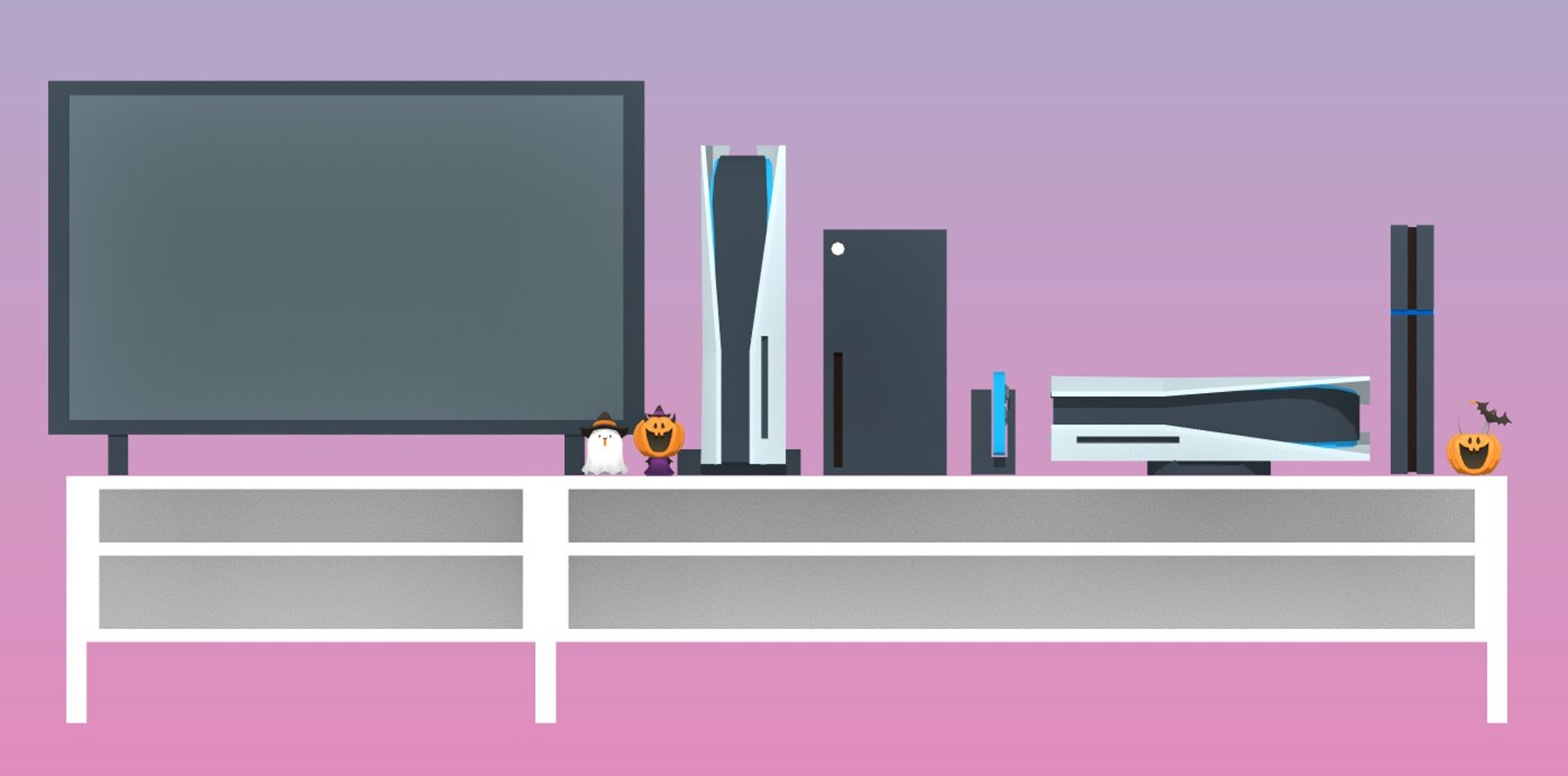 这次还要换电视柜？网友自制御三家主机摆放图，PS5超高超宽