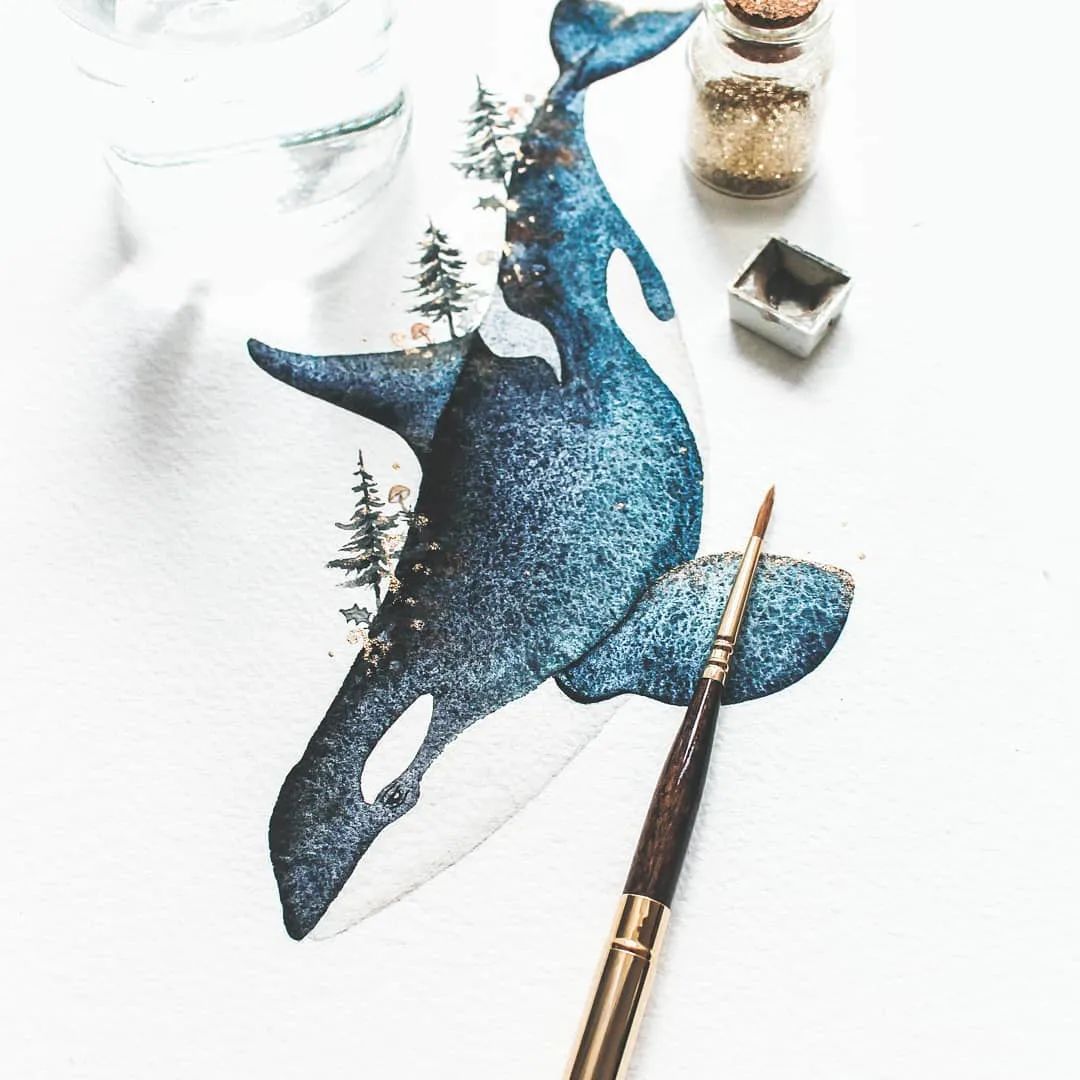 一头蓝鲸等于50只大象，被插画师画成小可爱，治愈了我们的内心