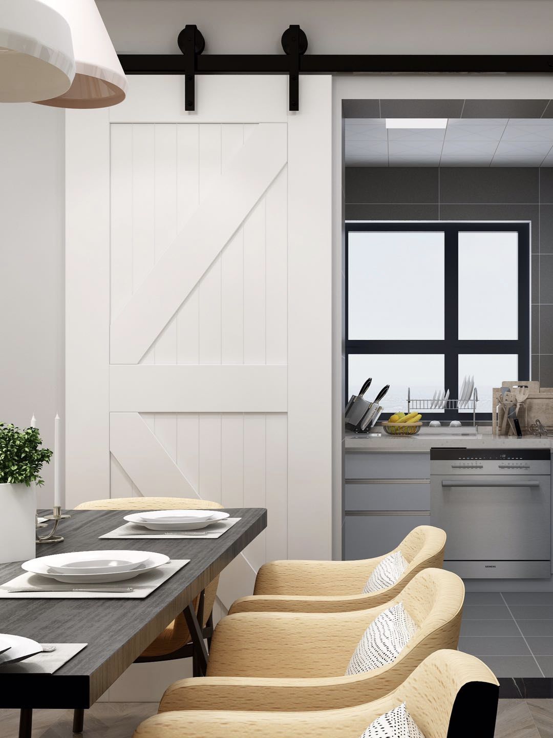 80平米二室一厅北欧风格设计图,80平方小户型装修北欧两室一厅