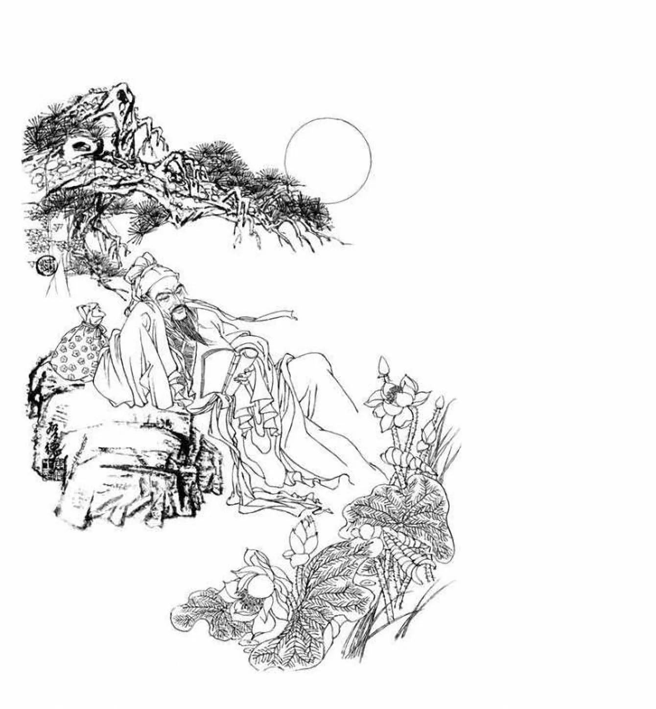 图谱神话人物工笔画白描,国画工笔人物白描图片大全大图