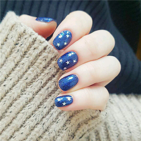 进巍美甲作品,宝蓝美甲款式图片