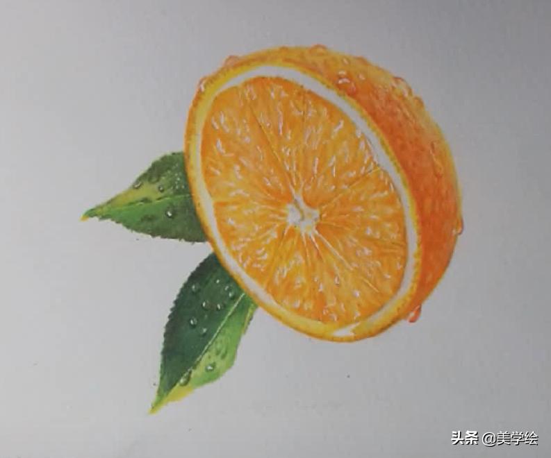 彩铅小橘子,橘子的水溶彩铅上色