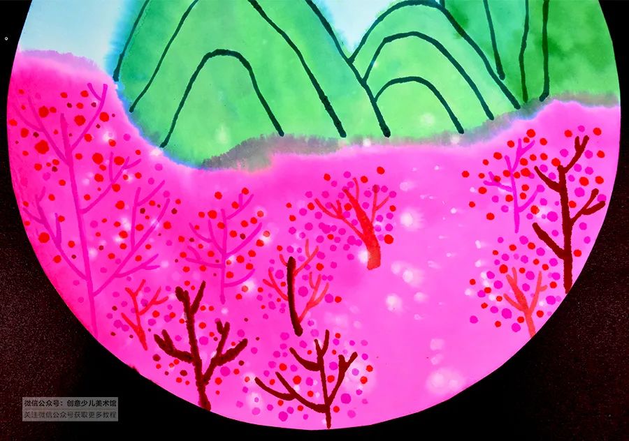 桃花源创意儿童画3-4岁,桃花源记儿童画线稿