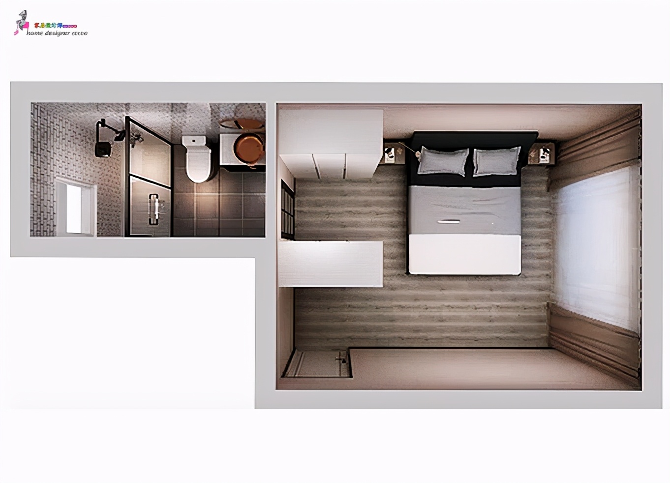 卧室布置一床一衣柜,小平米主卧室多收纳设计方案