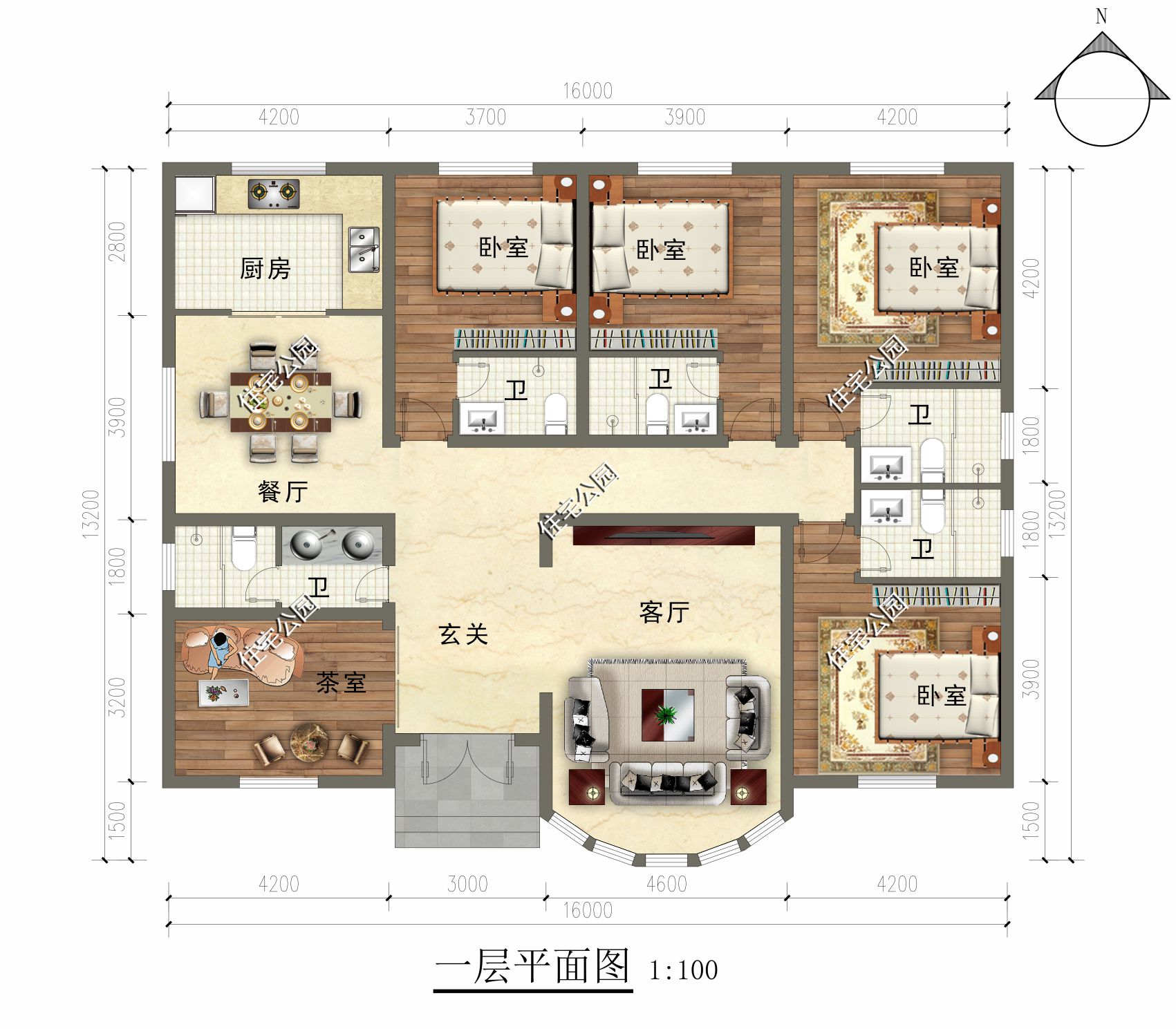 10万左右一层养老房3室最新图纸,建一层养老房的最佳选择