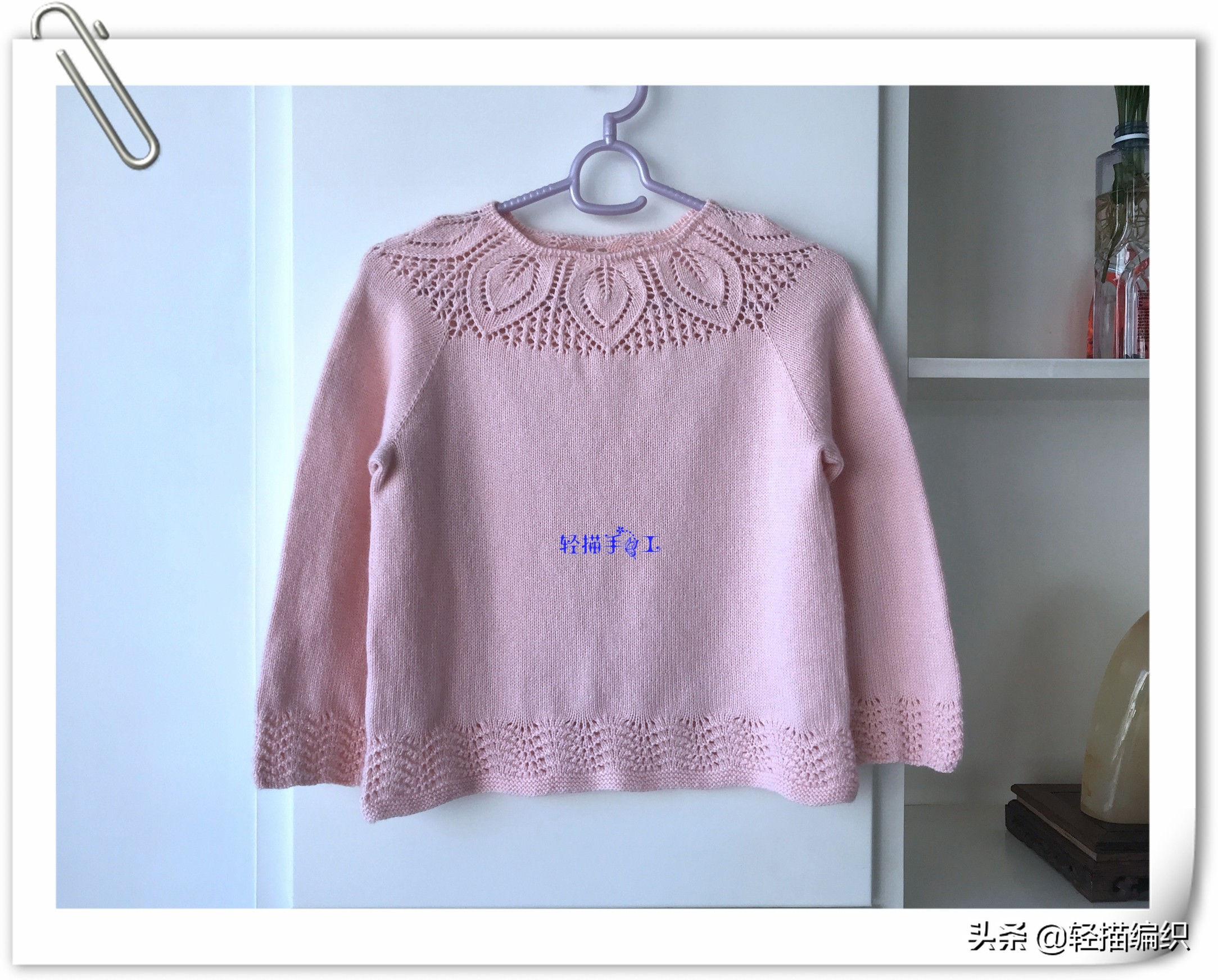 儿童荷叶边套衫的叶子花编织视频,叶子花圆肩套衫袖口的编织方法