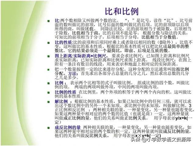小升初数学复习PPT:数的运算、代数与几何初步知识、比与比例