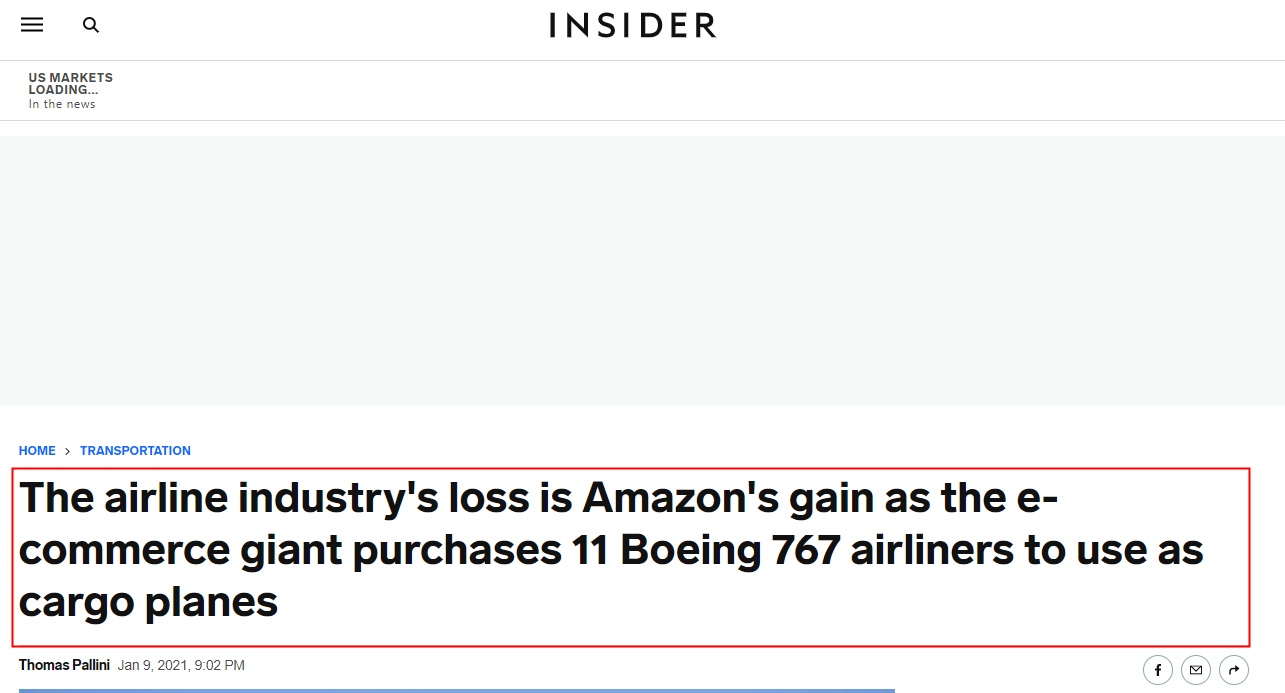 亚马逊拟购二手货机从亚洲进货以避开美国港口拥堵