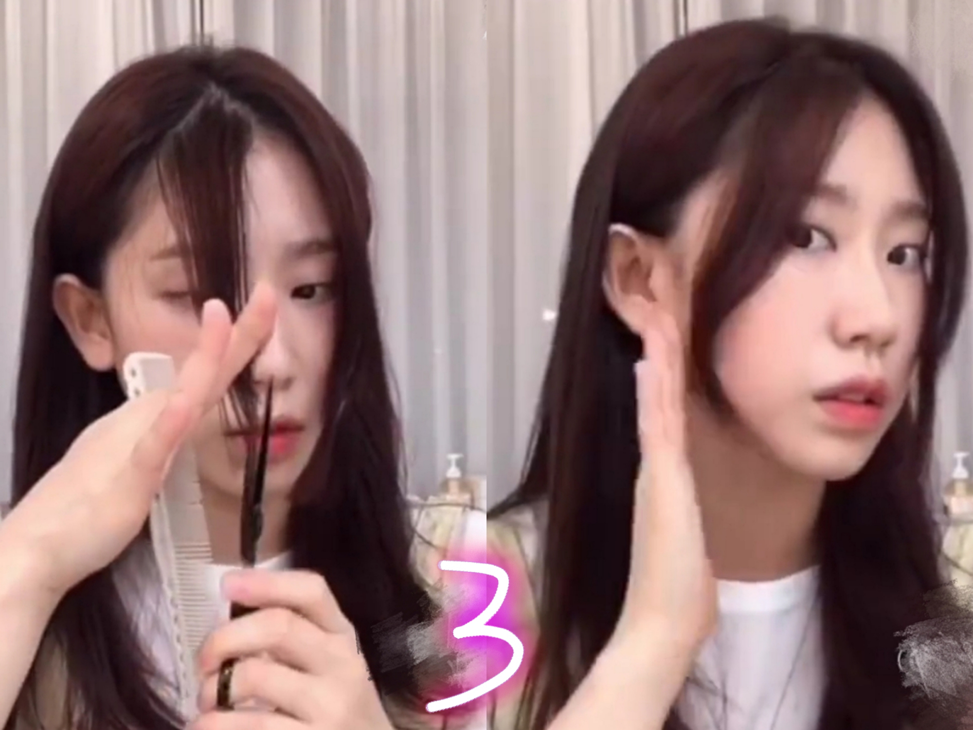 八字刘海和空气刘海结合修剪教程,八字刘海如何修剪成空气刘海