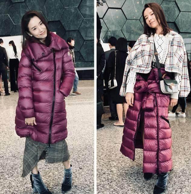 章泽天银色外套,章泽天戴帽子粉色衣服