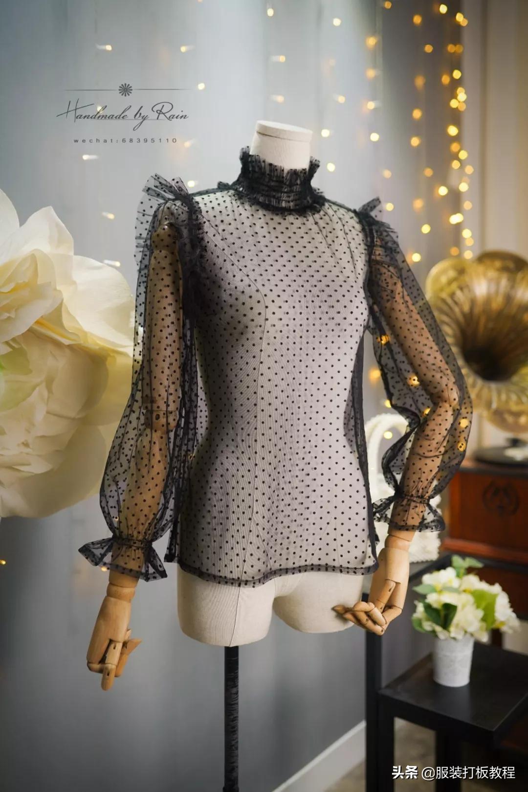 蕾丝打底衫高领制作过程,网纱洋气打底衫怎么缝制