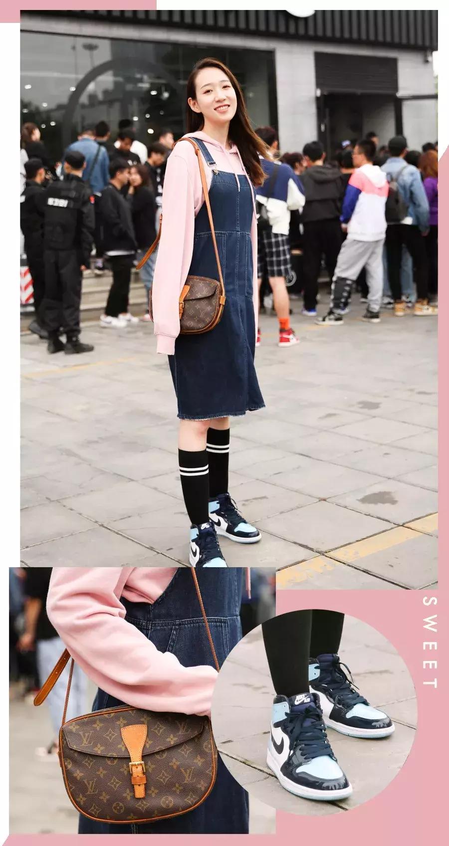 西安街拍:没想到FYC鞋粉穿得也美,看街拍赢取潮牌T恤