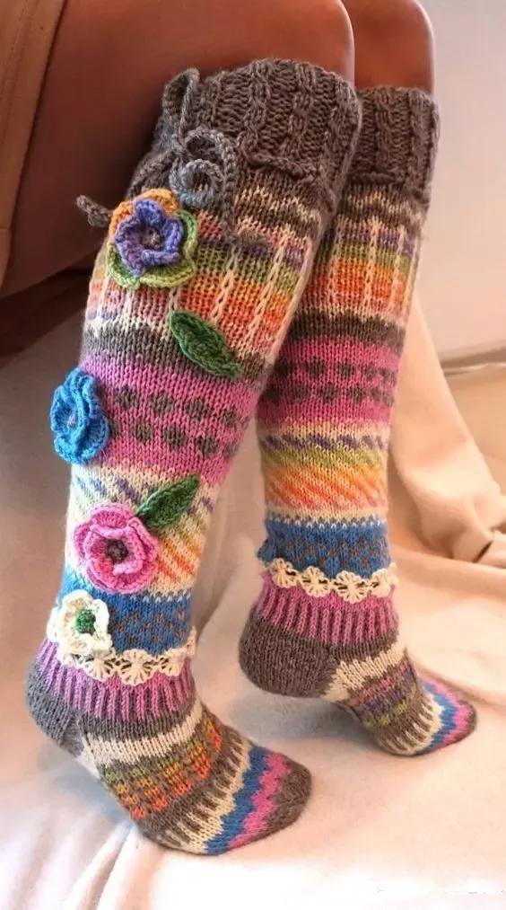 自己织的毛线袜,在家穿的毛线袜怎么织