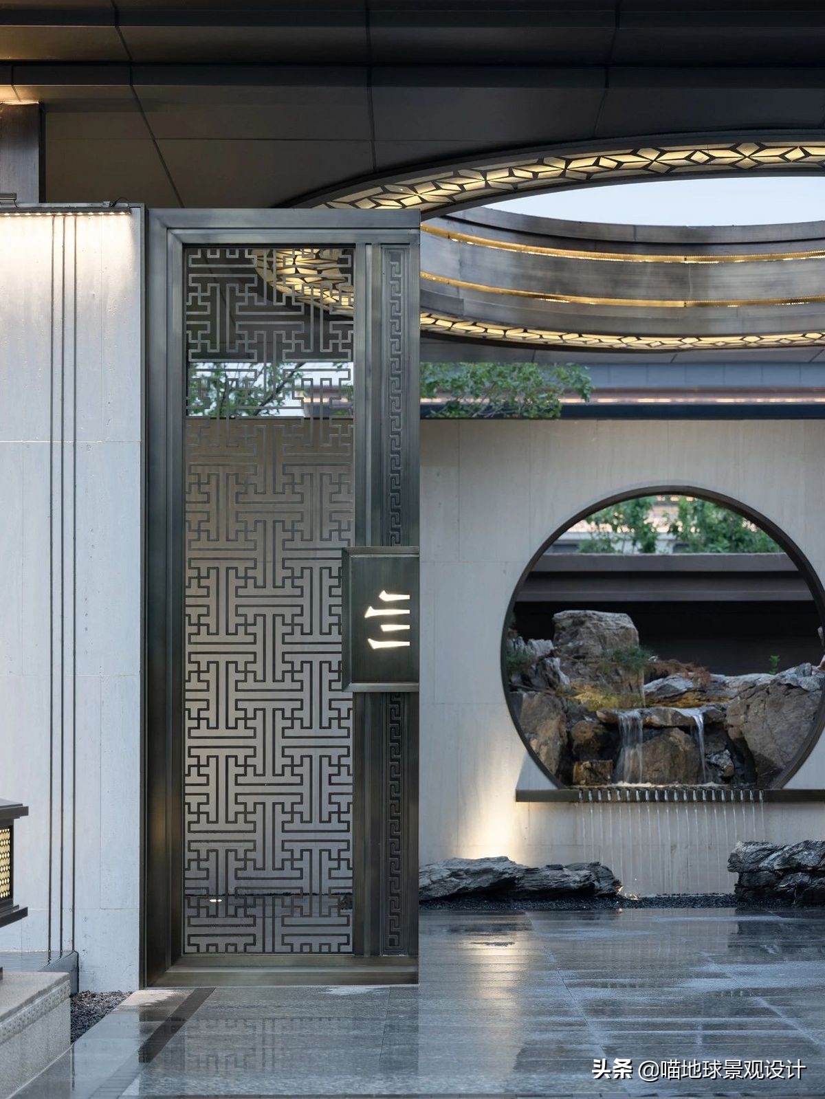 景墙圆形造型价格,简洁欧式庭院景观墙设计