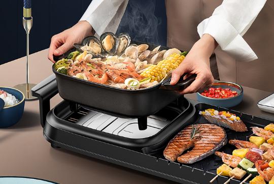 多功能烤涮烧烤一体锅,多功能涮烤锅火锅烤肉一体锅