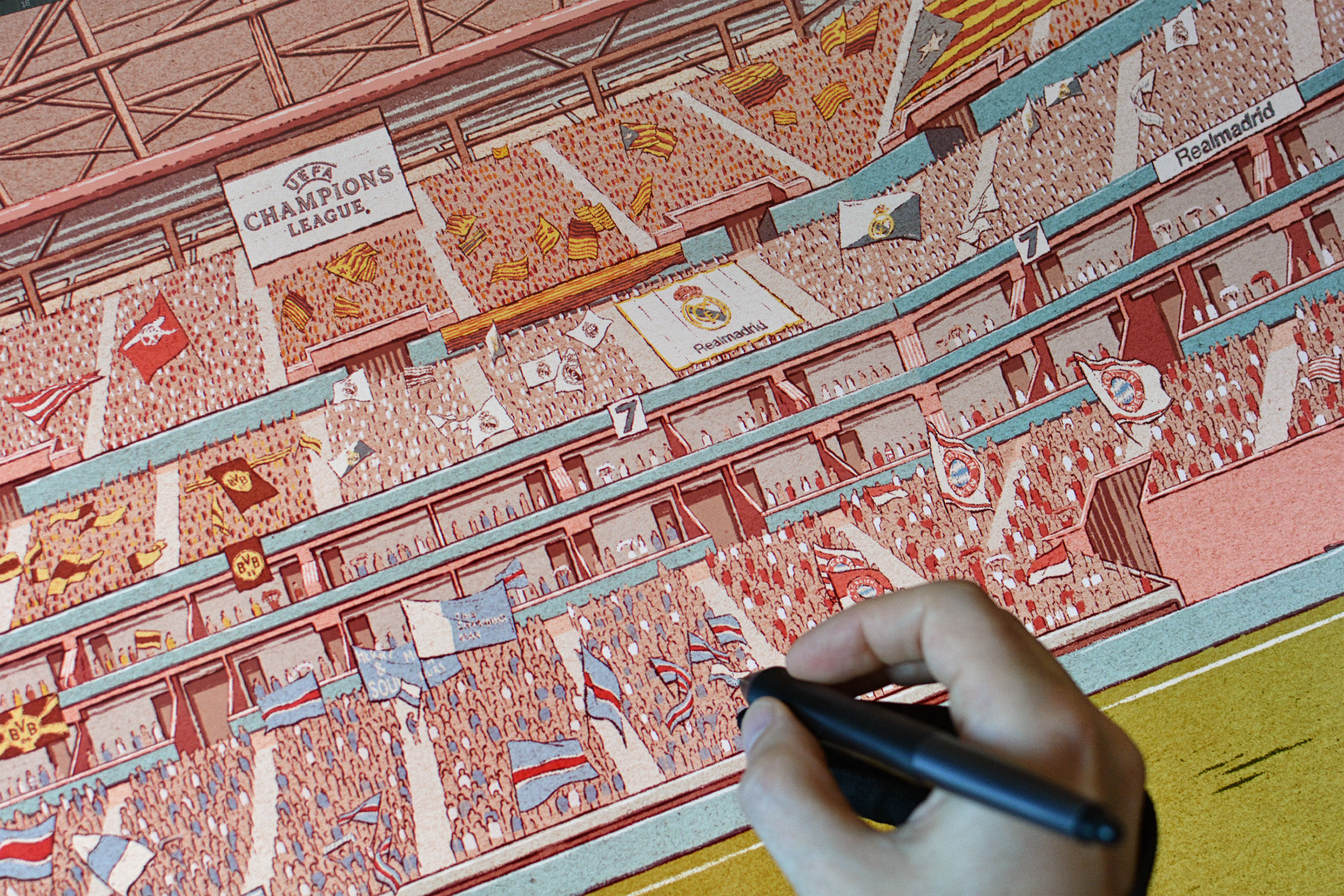 关于足球的手绘画,手绘足球比赛