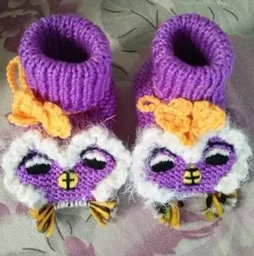 简单婴儿靴子毛线鞋,可爱款钩针宝宝鞋