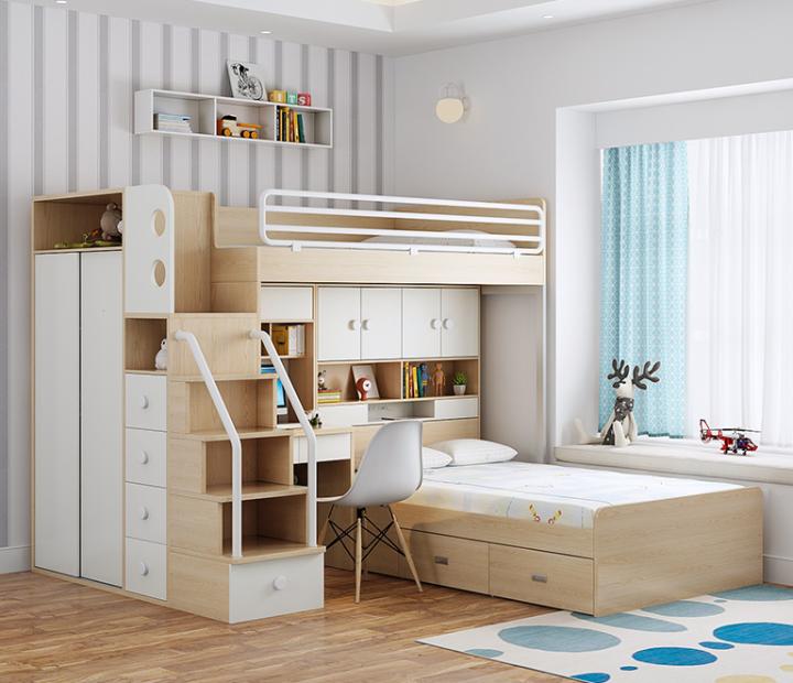 儿童高低床小户型卧室布置效果,小户型搞个阁楼床