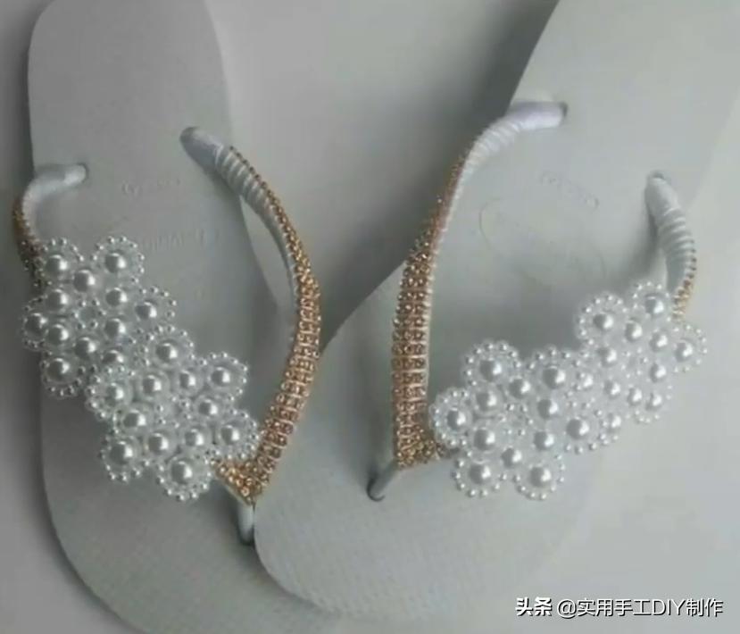 复古人字凉鞋串珠,手工串珠编织拖鞋