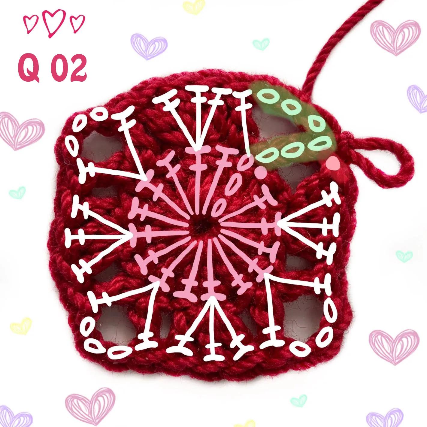 钩针编方形餐垫图,爱心镂空长方形桌垫钩织教程