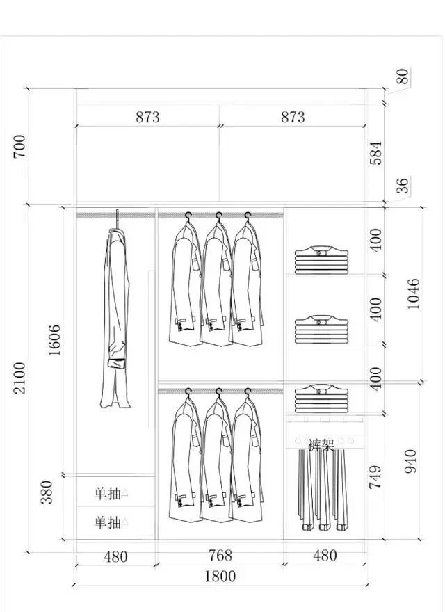 1.3米衣柜格局设计图,1米3衣柜布局设计