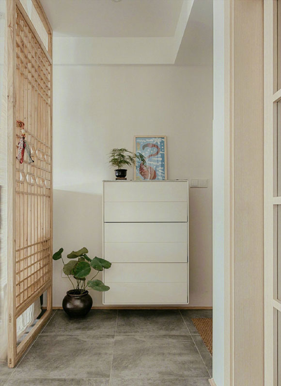 小户型电视柜屏风鞋柜一体背景墙,北欧鞋柜电视柜组合效果图