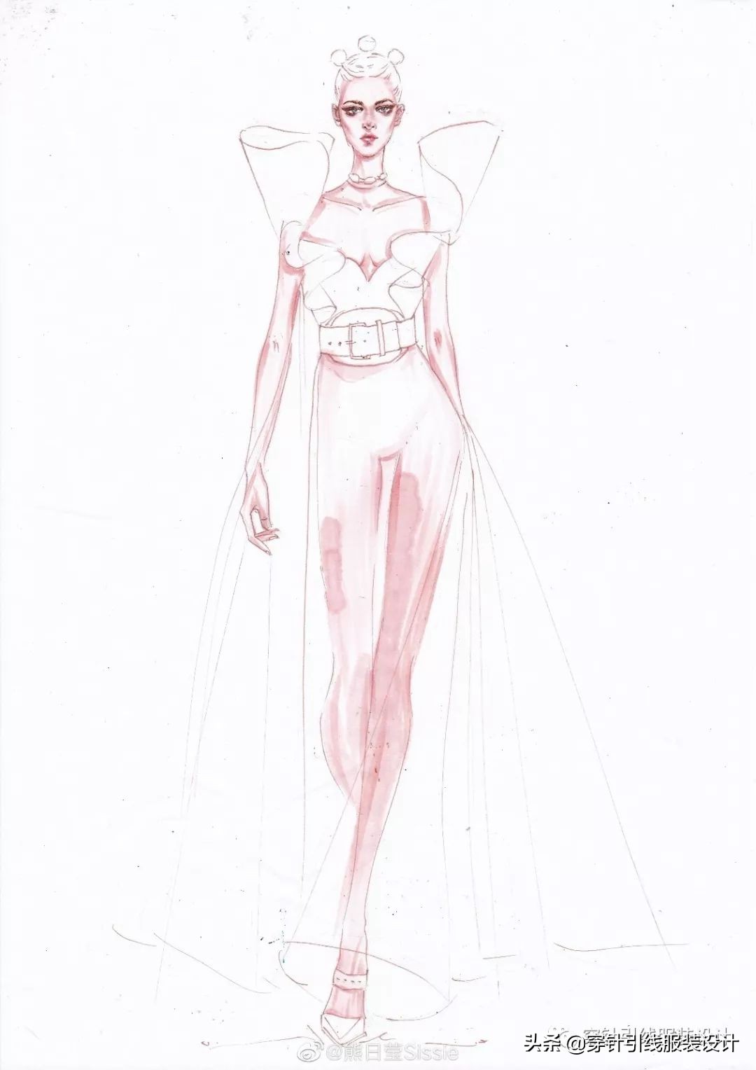 礼服服装效果图手绘,西装手绘服装效果图