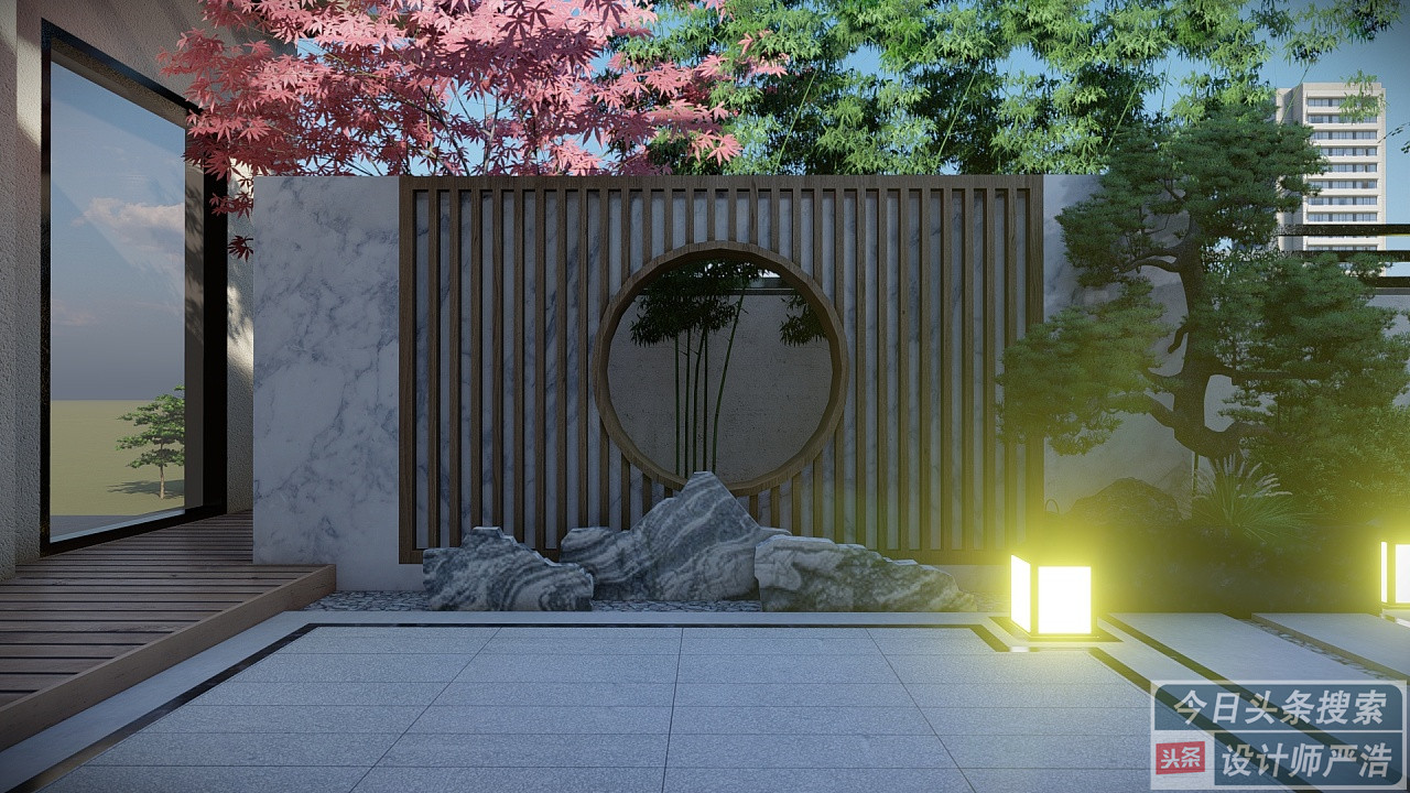 新中式小别墅设计图两层不带露台,50平米楼顶露台新中式花园设计