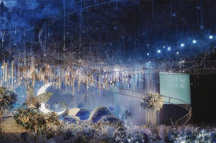 一场神秘浪漫的星空婚礼主题,奢华梦幻蓝色星空婚礼