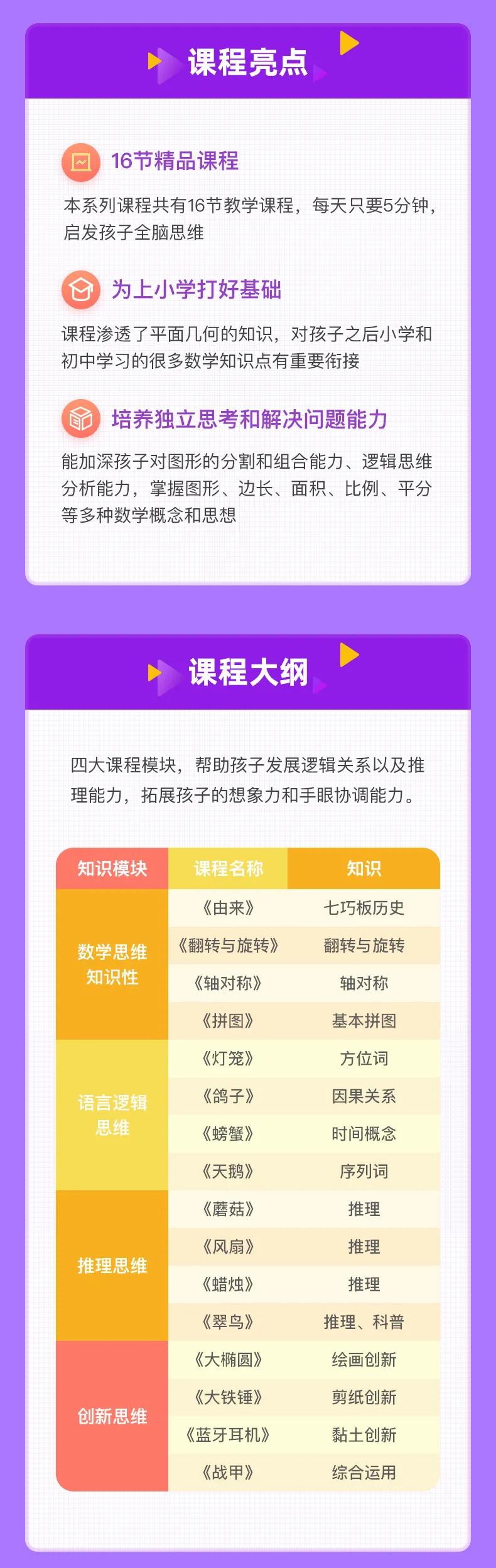 「免费赠送教具」3-7岁儿童全脑开发：16节七巧板趣味课程