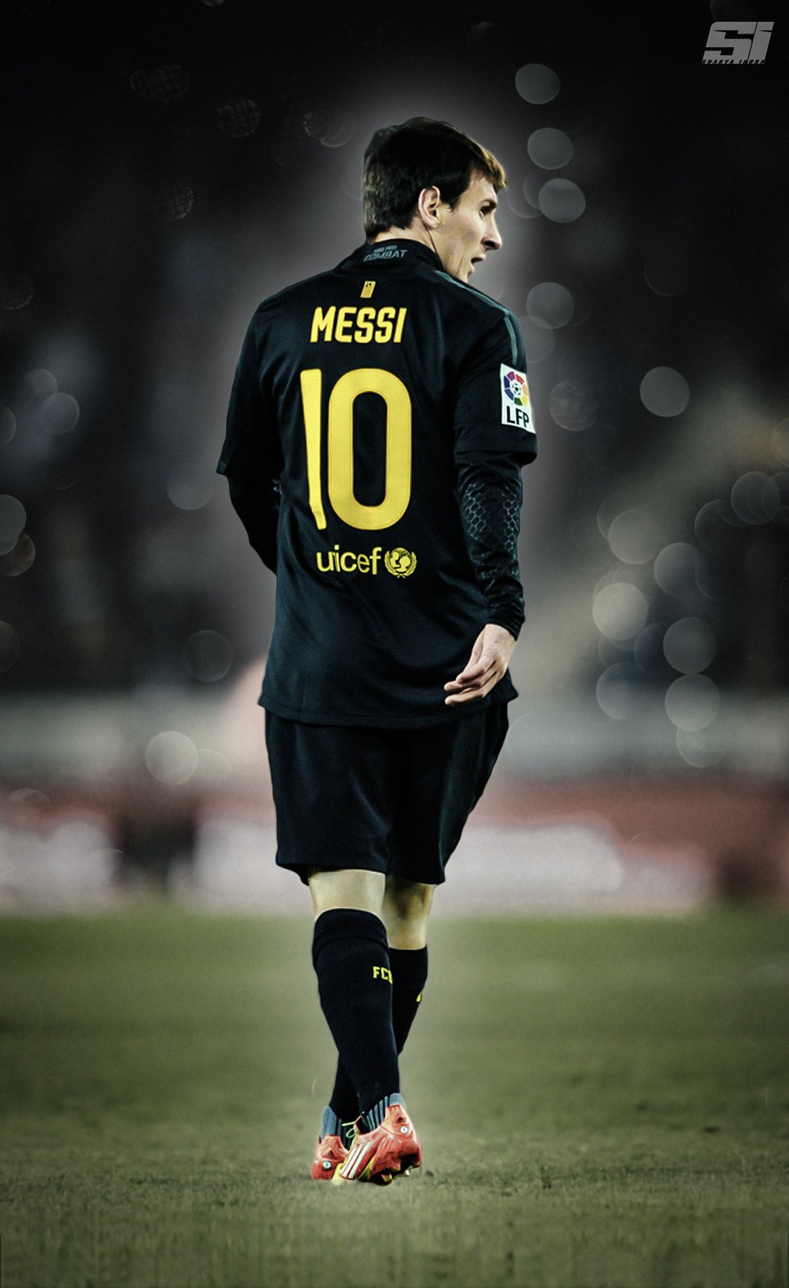 巴塞罗那重现梅西巨幅海报,梅西1080p超清电脑壁纸