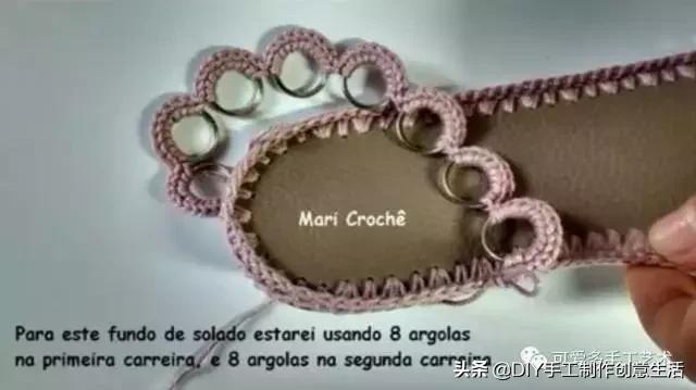 旧鞋底改造钩针鞋教程,手工钩鞋教程春夏季椰子鞋