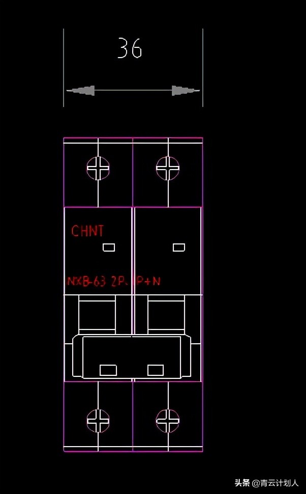 正泰断路器cad图库,正泰断路器cad尺寸图