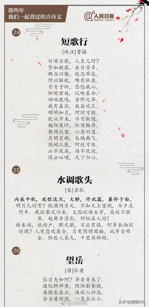 中小学经典诵读名篇古诗文,中学生经典诵读古诗词