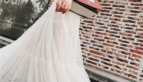 方领仙气网纱蕾丝裙超大摆连衣裙,网纱裙仙气柔软