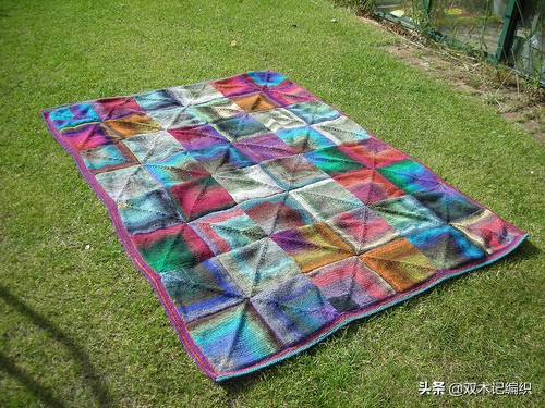 棒针编织漂亮的方块毯子,编织毯子棒针花样左右交叉