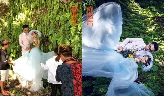 婚纱照p图对比图,新娘婚纱照p图前后对比