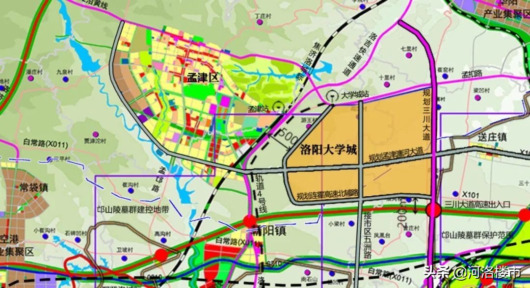 洛阳大学城和郑州大学城,洛阳未来10所大学城