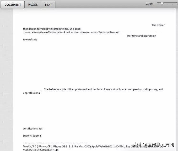 她被加拿大海关强制裸体搜身，扣留14小时，因此患上焦虑症