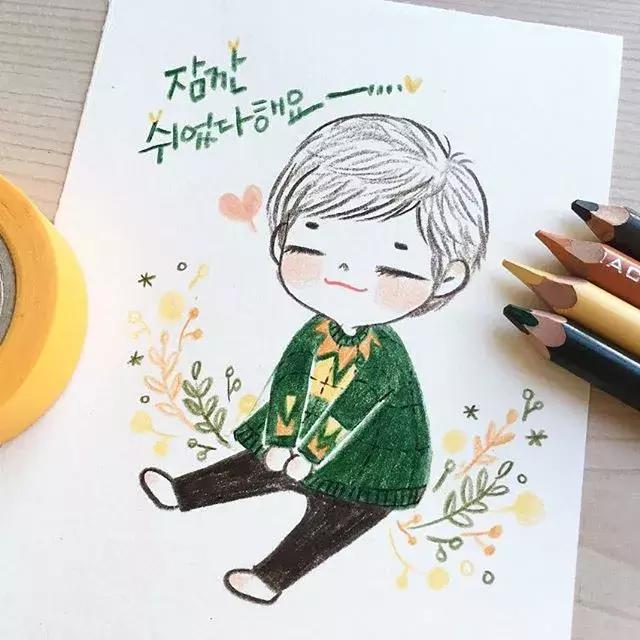 哈士奇的简笔画图片用彩铅画的,儿童彩铅简笔画6-12岁美观小人