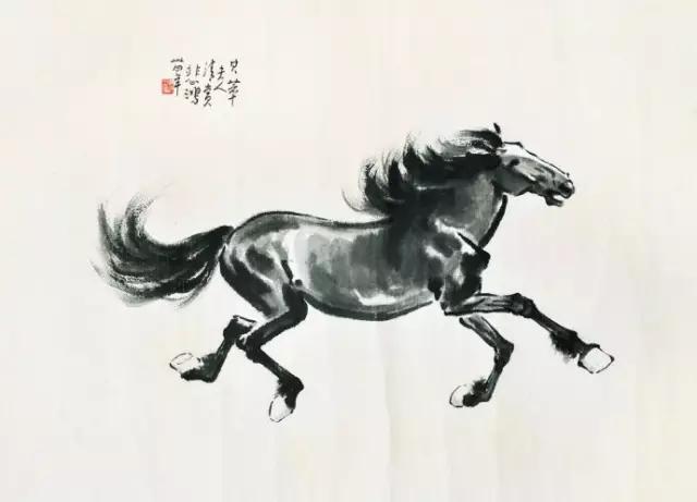 徐悲鸿的奔马表现技法,徐悲鸿万马奔腾图