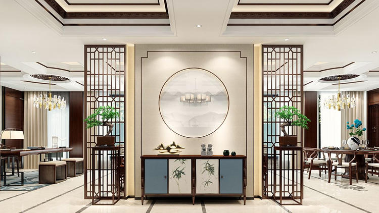 茶室隔断屏风现代简约,不锈钢茶室屏风隔断新中式