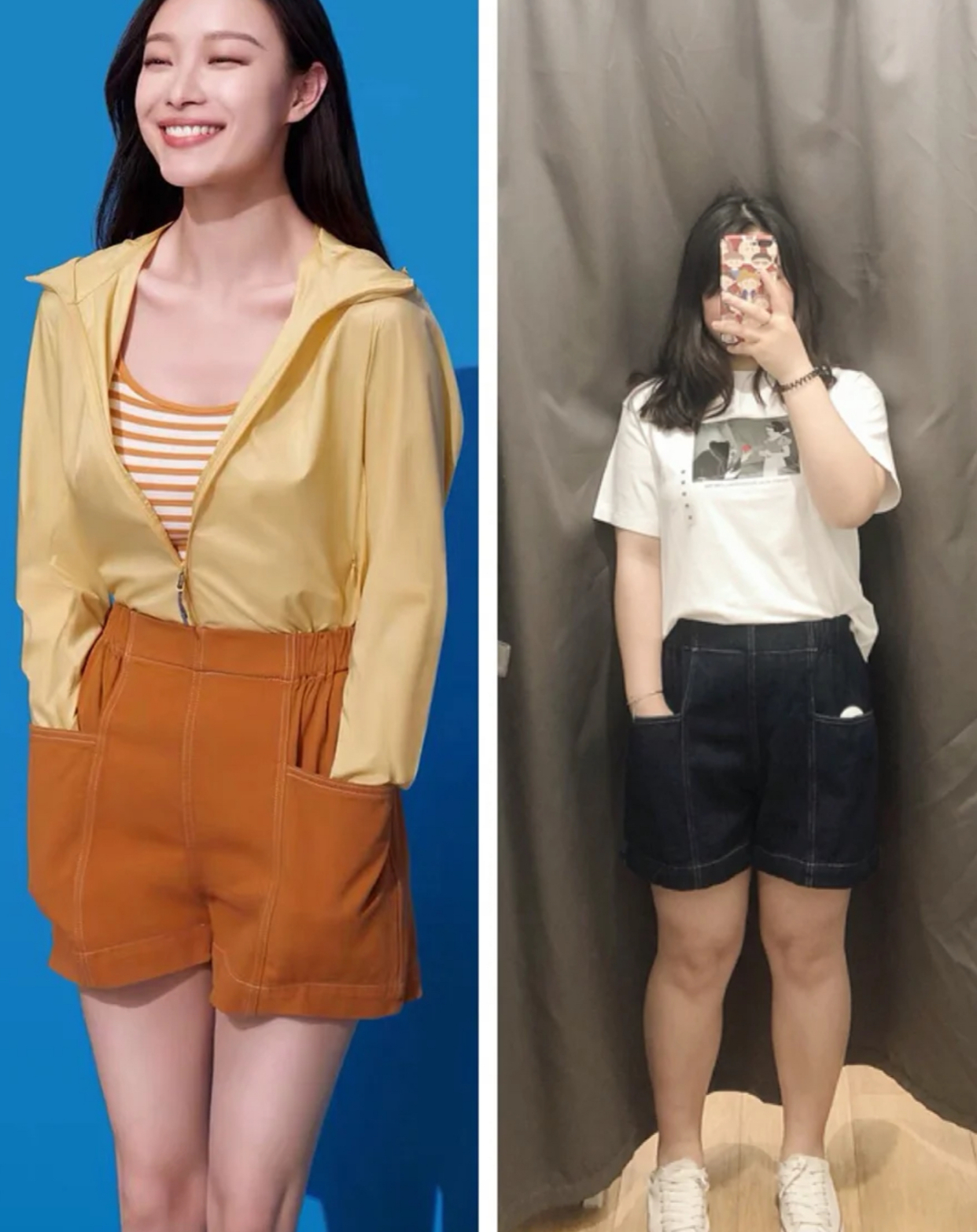 林允黑色罩衫短裤,林允短裤穿搭图片