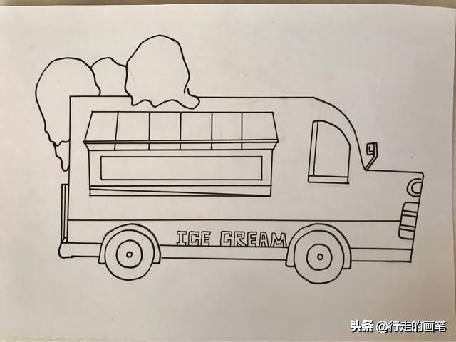 儿童画冰淇淋车的画法,儿童画冰激凌绘画作品大全